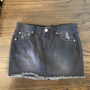 Black denim mini skirt